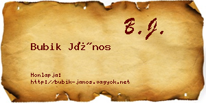 Bubik János névjegykártya